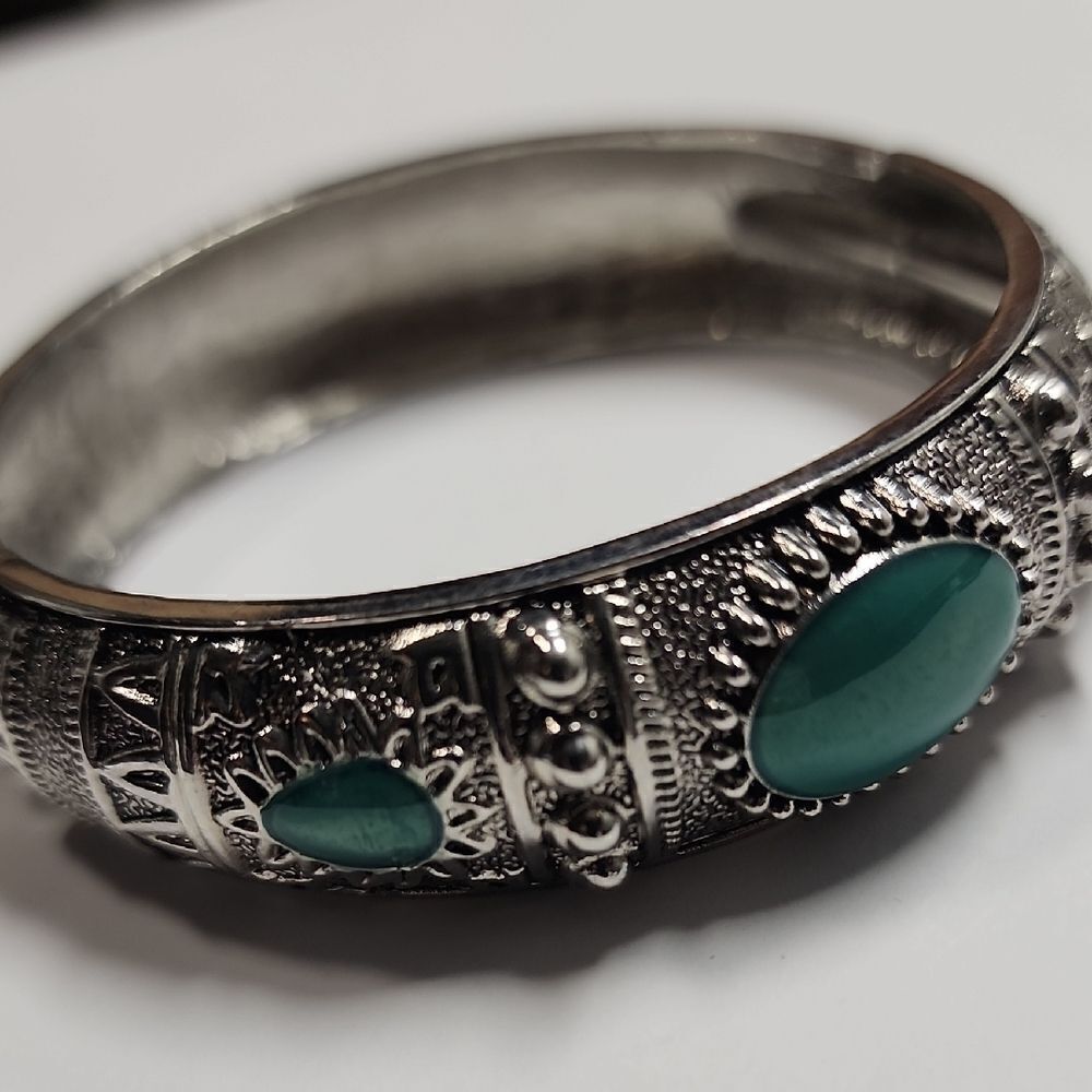 Silver and Blue Hinge Women's Bracelet